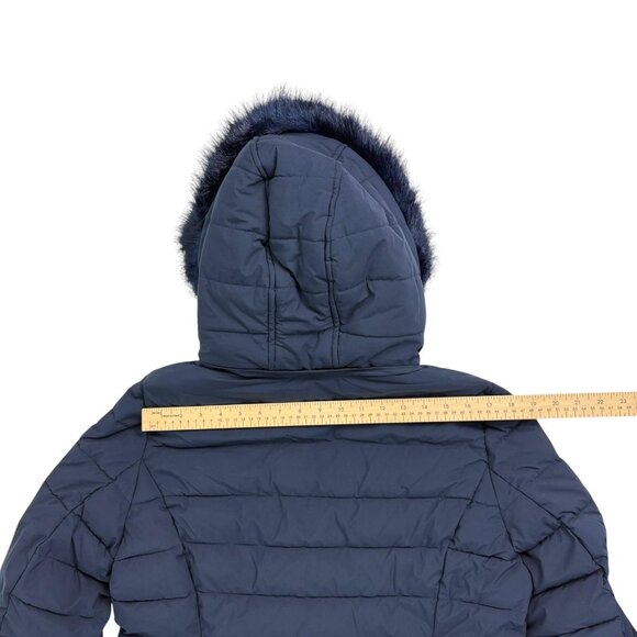 Tommy Hilfiger Women’s Navy TH Flex Puffer Coat w/ Faux Fur Hood – Size Large - Picture 15 of 15